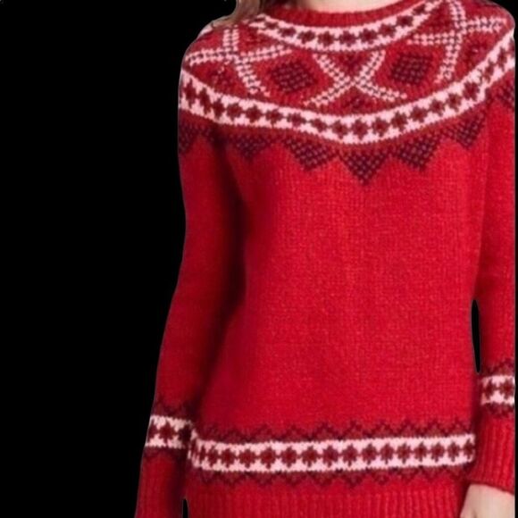 J Jill Fair Isle Sweater Red Size Large New w Tags Y - Picture 1 of 6